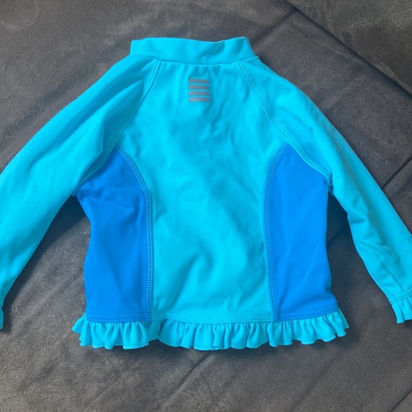 Lands End Long Sleeve Swim Top and Butterfly Bottom 0-3M Ruffle Quarter Zip - Picture 3 of 7
